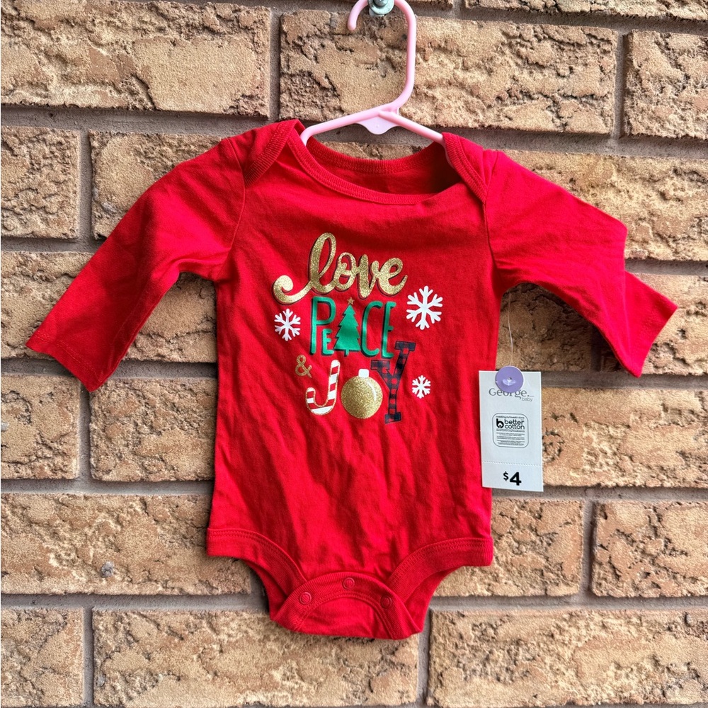 • 10/$25- George‎ “Love, Peace, Joy” Cotton Christmas Bodysuit